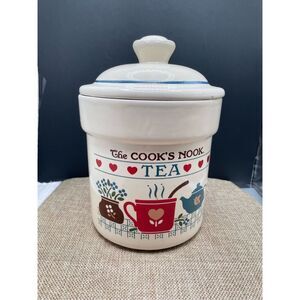 Vintage  Craft USA Ceramic The Cook's Nook TEA Canister Cookie Crock